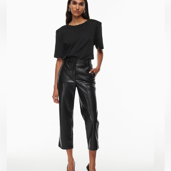 Babaton Command Cropped Pant Cropped Vegan Leather Pants Black 6 - Picture 1 of 8